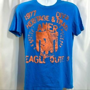 American Eagle Blue Orange 1977 Graphic Men’s Tee Size Medium